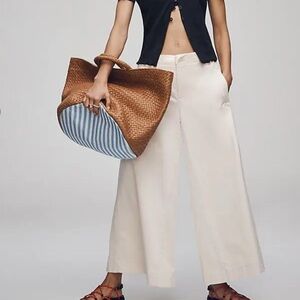 Maeve Cream Trousers with Button Detail